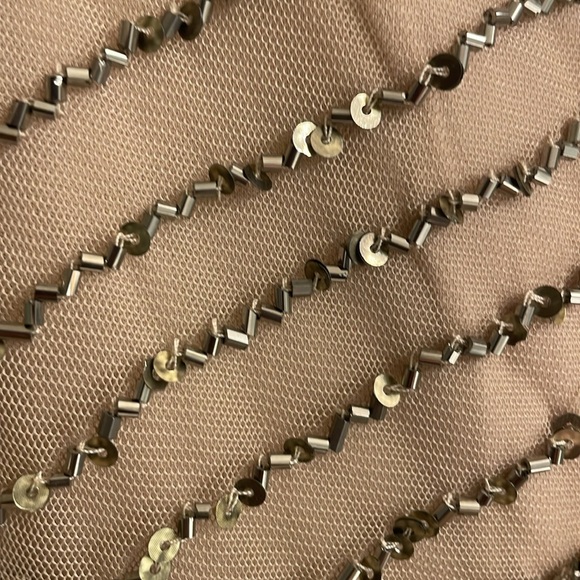 NWT Adrianna Papell Size 16W Taupe & Pink sequin beaded flapper Cocktail Dress - Picture 10 of 13